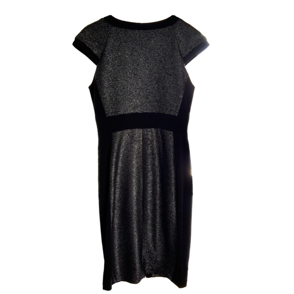 Jax Metallic Silver Zip Front Sheath Dress Size 2 - Picture 2 of 7